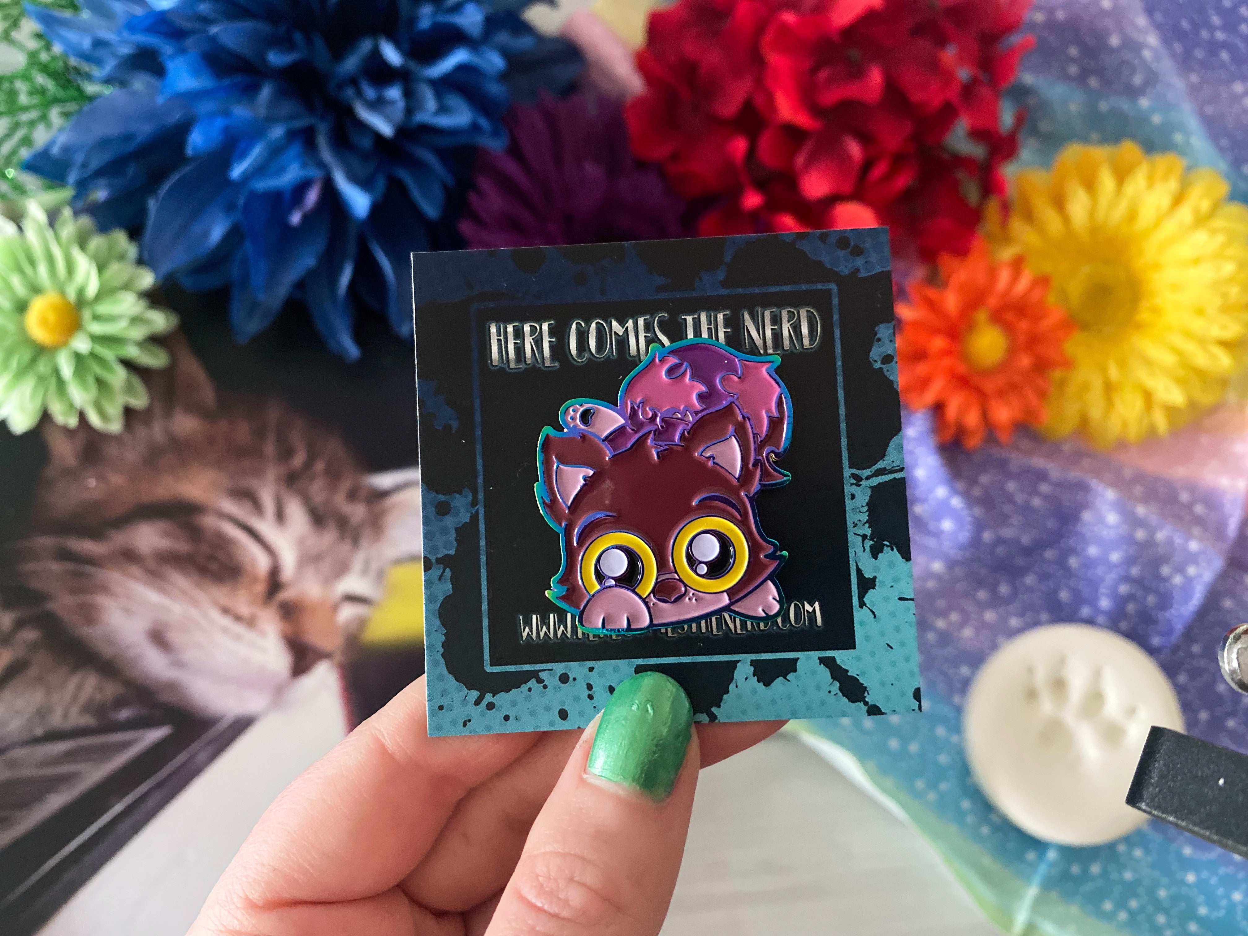 Rainbow Mad Cat - Enamel Pin